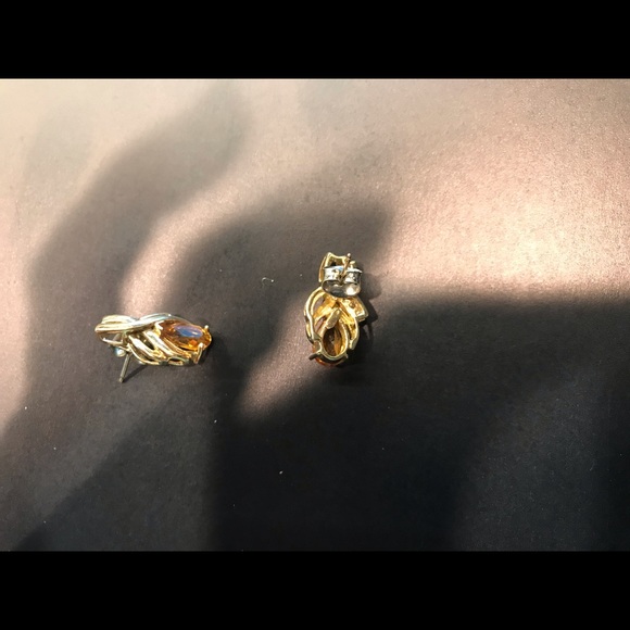 10k gold Citrine and diamond earrings, November - Picture 5 of 5